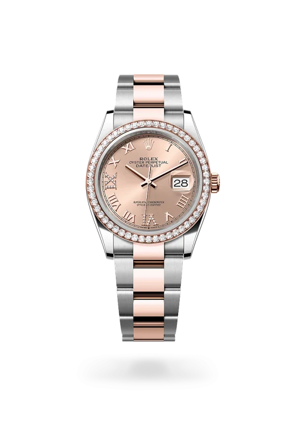 rolex datejust 36 in oystersteel, everose gold and diamonds, m126281rbr-0016-Rolex Boutique Design District