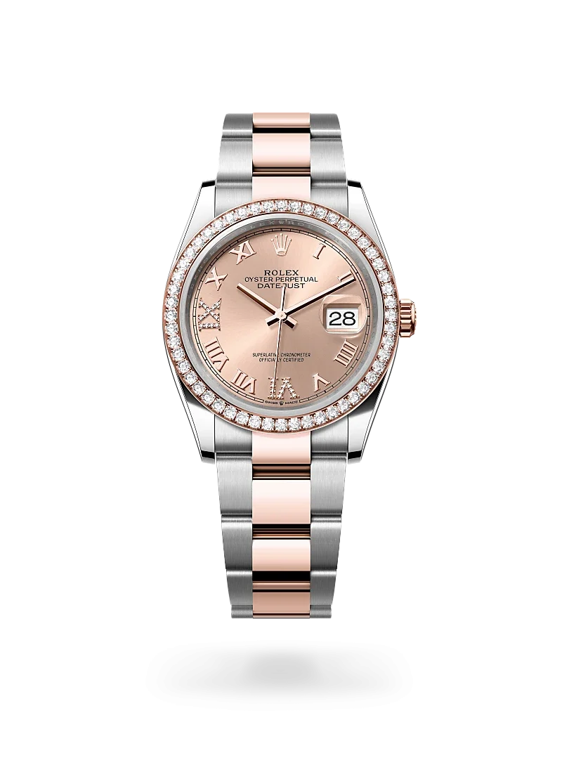 rolex datejust 36 in oystersteel, everose gold and diamonds, m126281rbr-0016-Rolex Boutique Design District