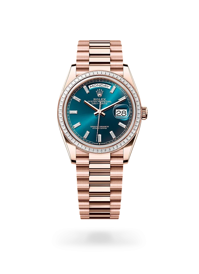 rolex day-date 36 in everose-gold-and-diamonds, -m128395tbr-0032 - Rolex Boutique Design District