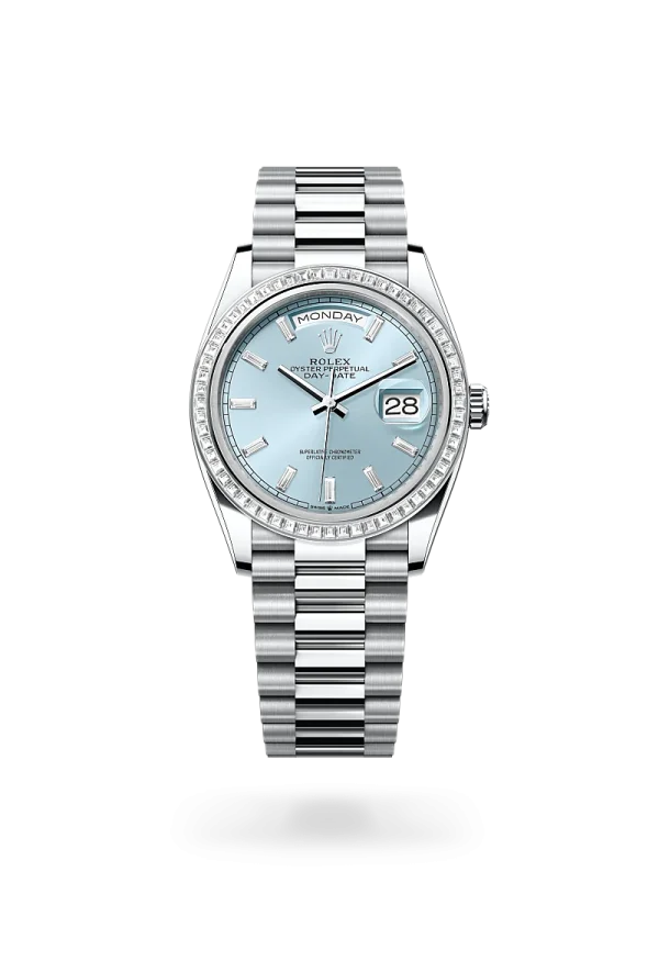 rolex day-date 36 in platinum and diamonds, -m128396tbr-0003 Rolex Boutique Design District