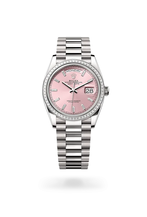 rolex day-date 36 in white gold and diamonds, -m128399tbr-0029 - Rolex Boutique Design District