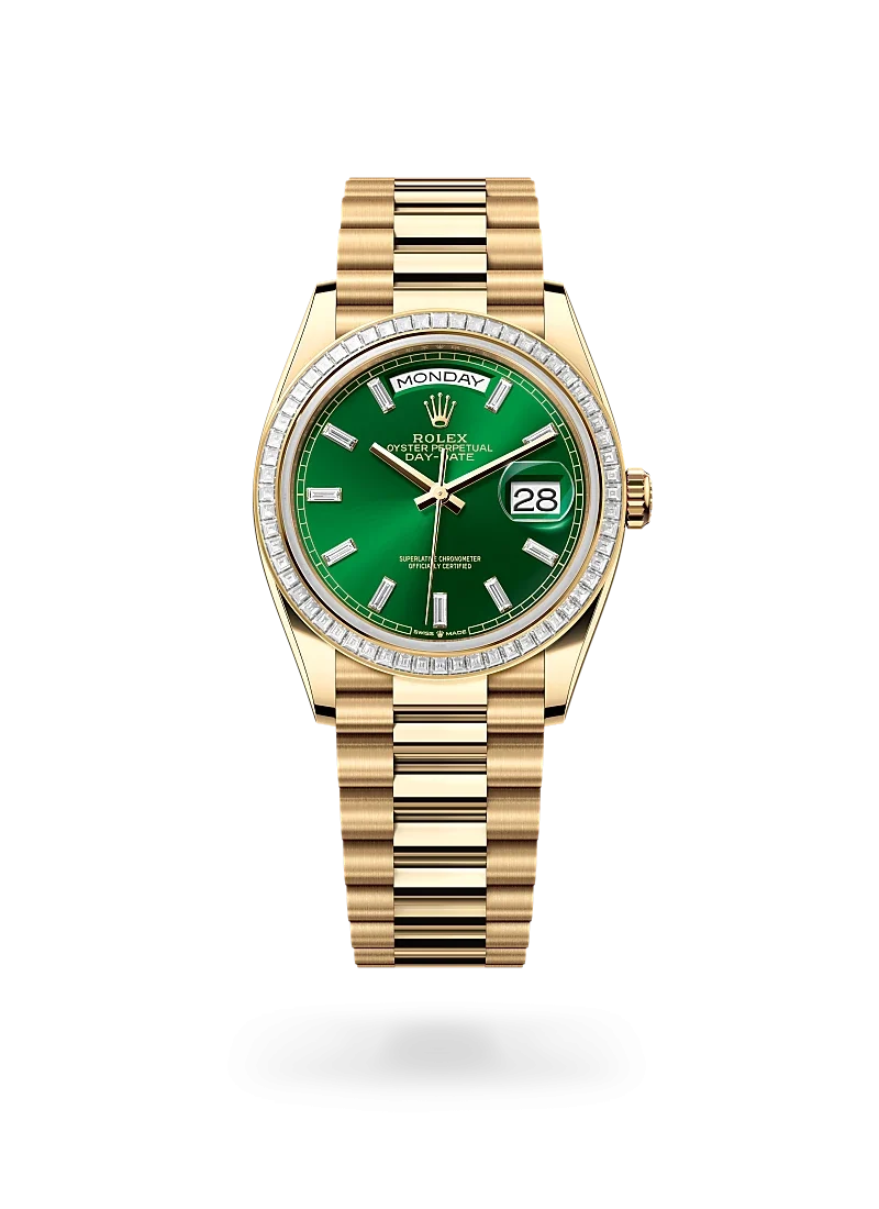 rolex day-date 36 in yellow gold and diamonds, -m128398tbr-0035 - Rolex Boutique Design District