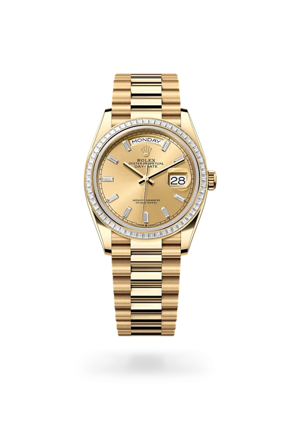 rolex day-date 36 in yellow gold and diamonds, -m128398tbr-0037 - Rolex Boutique Design District