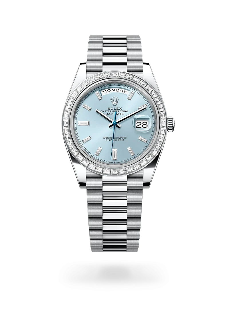 rolex day-date 40 in platinum and diamonds, -m228396tbr-0002 - Rolex Boutique Design District