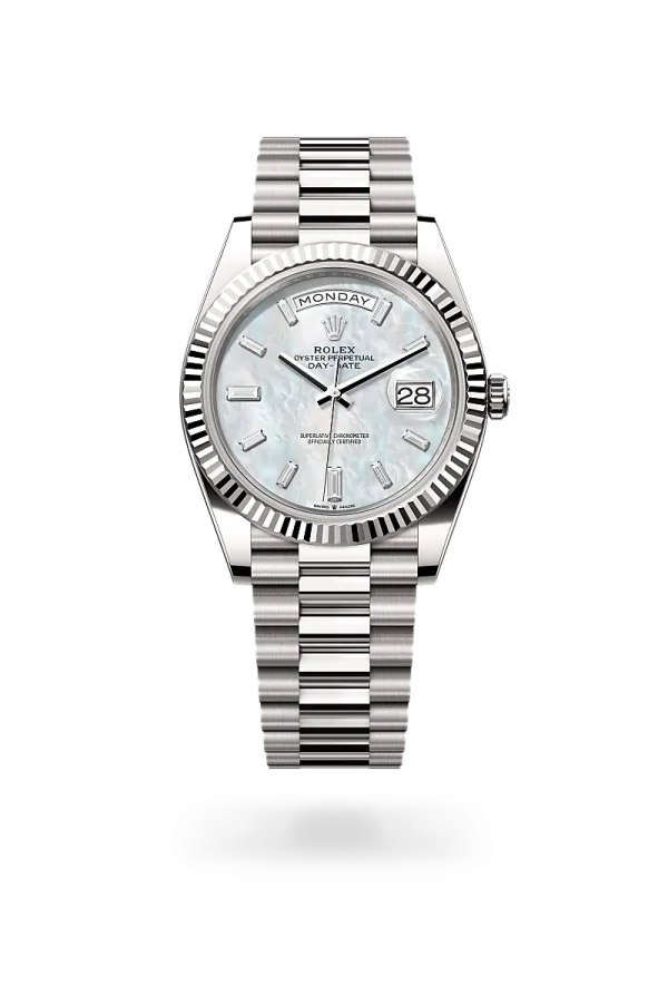 rolex day-date 40 in white gold, -m228239-0078 - Rolex Boutique Design District