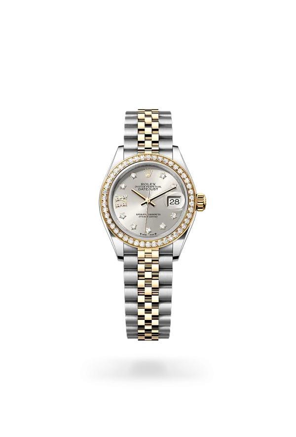 rolex lady-datejust in oystersteel yellow gold and diamonds, -m279383rbr-0003 - Rolex Boutique Design District